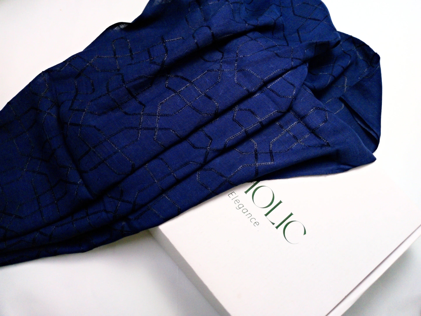 Self Viscose Embroidery Scarf - Penn Blue