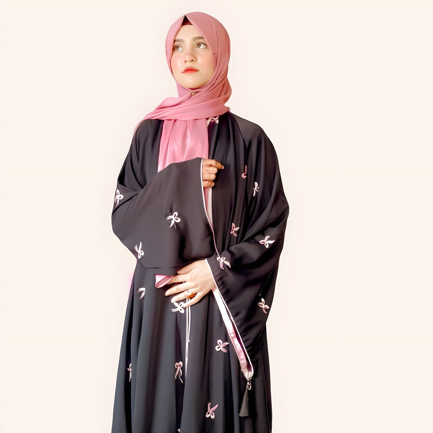 Pink Bow Abaya