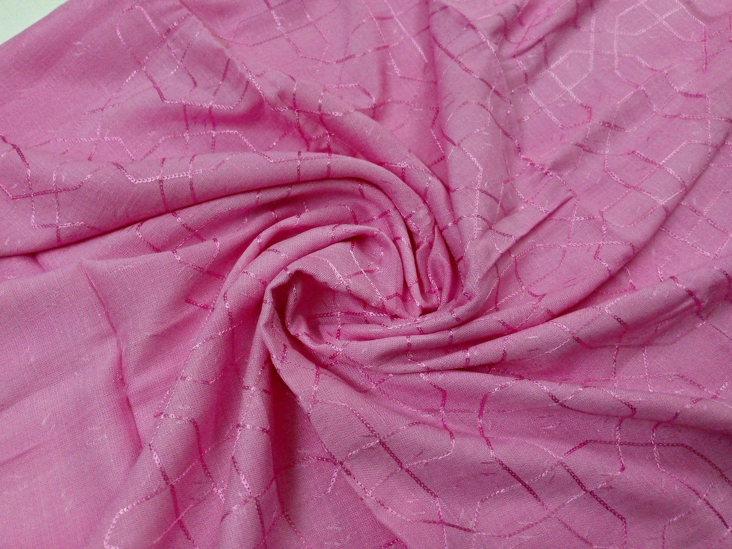Self Viscose Embroidery Scarf - Persian Pink