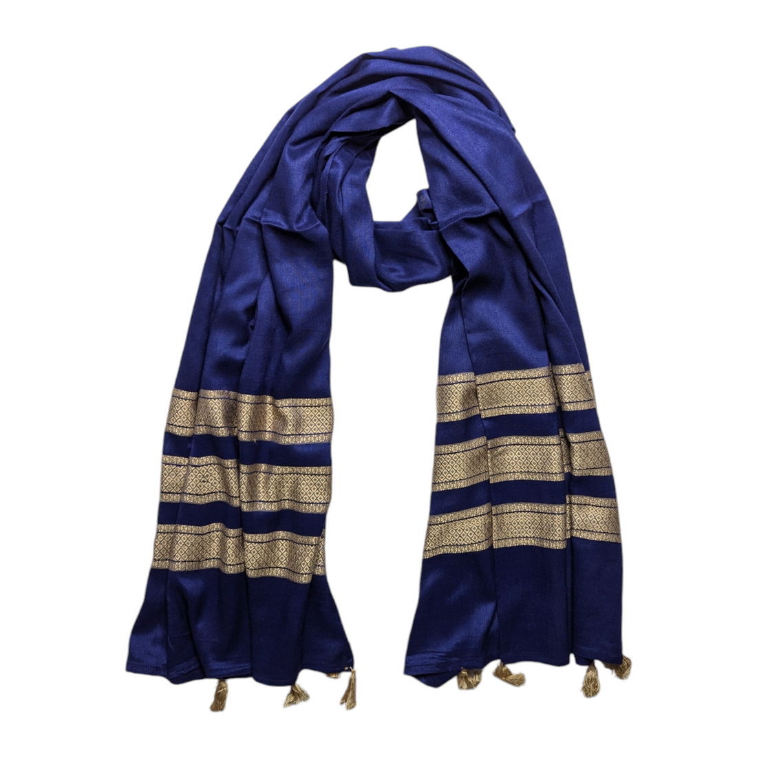 Self Viscose Tassel Scarf - Delft Blue