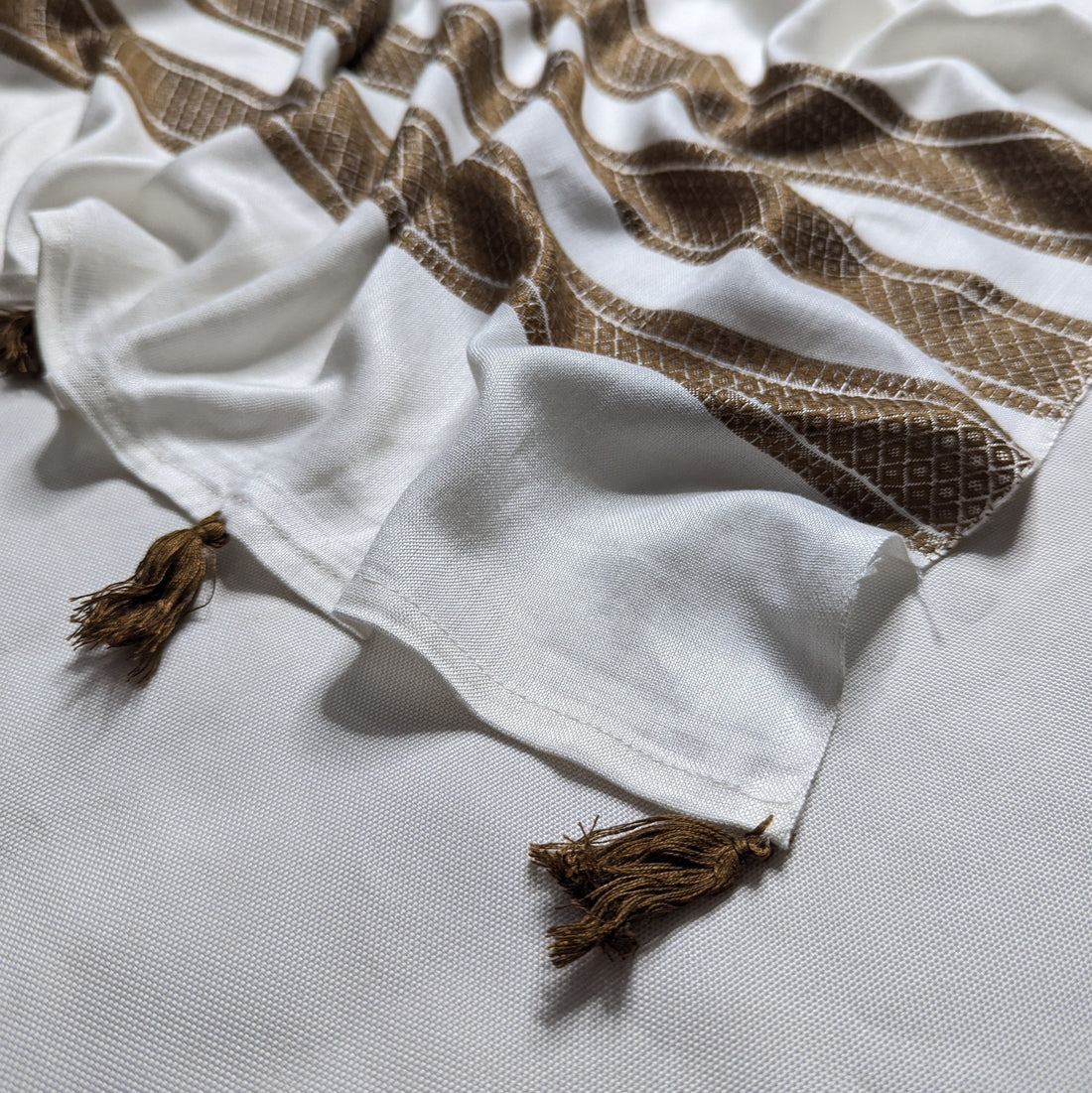 Self Viscose Tassel Scarf - White