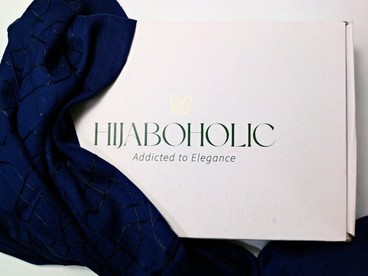 Self Viscose Embroidery Scarf - Penn Blue