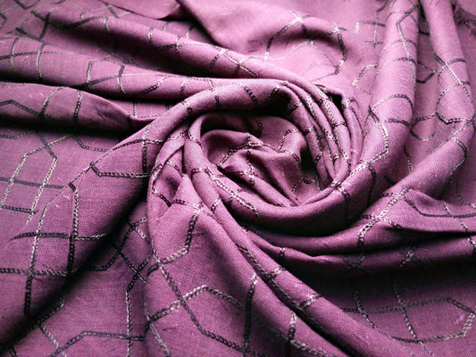 Self Viscose Embroidery Scarf - Deep Purple