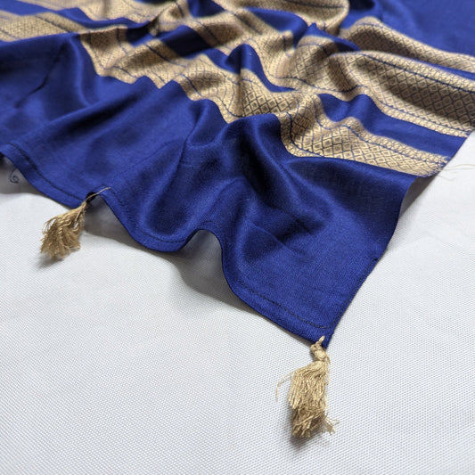 Self Viscose Tassel Scarf - Delft Blue