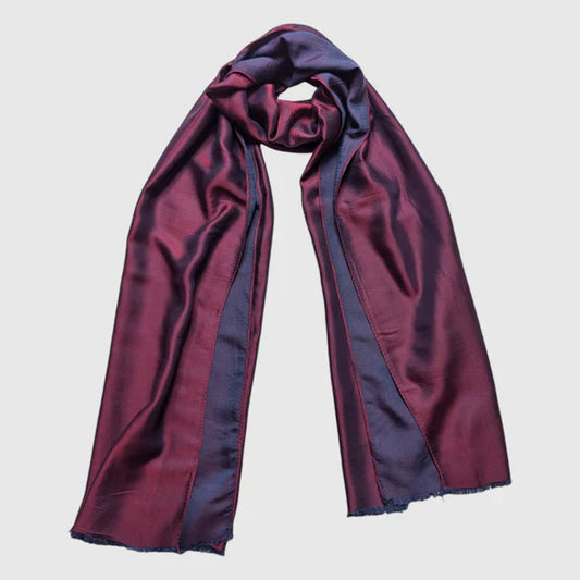 Dual Tone Silk Scarf - Wine