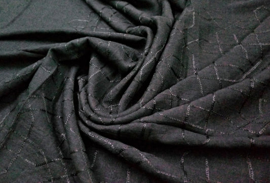 Self Viscose Embroidery Scarf - Black